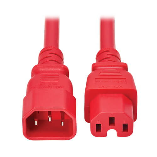 Tripp Lite series Power Cord C14 to C15 - Heavy-Duty, 15A, 250V, 14 AWG, 10 ft. (3.1 m), Red