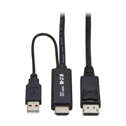 Product Image: P567-02M-4K6 Tripp Lite series HDMI to DisplayPort Active Adapter Cable (M/M) - 4K 60 Hz, USB Power, Black, 2 m (6.6 ft.)