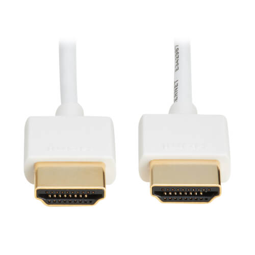 Tripp Lite series Slim High-Speed HDMI Cable with Ethernet and Digital Video with Audio, UHD 4K 60 Hz (M/M), White, 3 ft. (0.9 m)