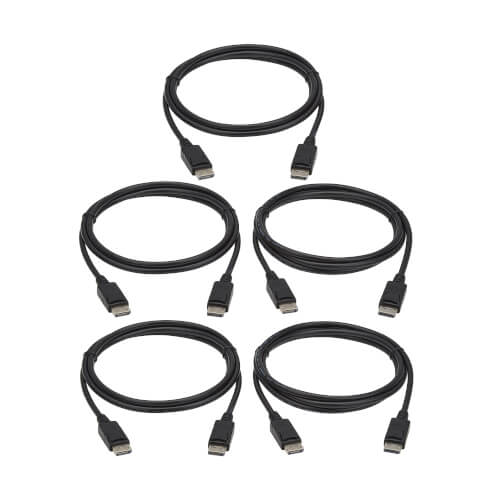 Tripp Lite series 4K DisplayPort Cables with Latching Connectors (M/M) - 4K 60 Hz, HDCP 2.2, 6 ft. (1.8 m), Black, 5 Pack