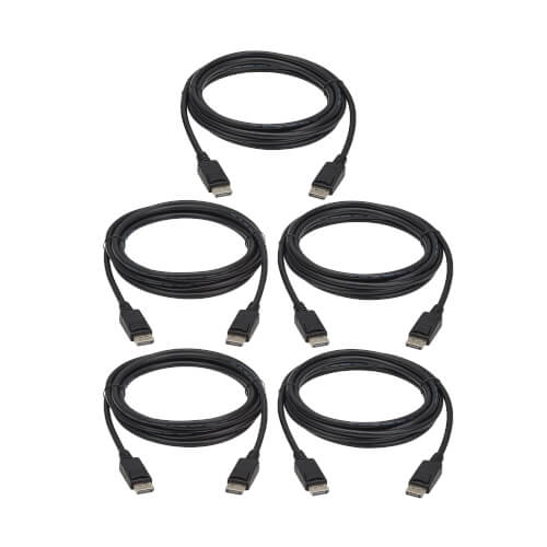 Tripp Lite series 4K DisplayPort Cables with Latching Connectors (M/M) - 4K 60 Hz, HDCP 2.2, 10 ft. (3.1 m), Black, 5 Pack