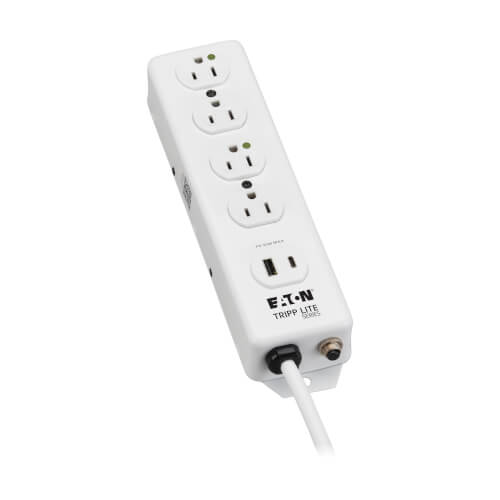 Tripp Lite series Safe-IT UL 1363 Medical-Grade Power Strip, 4 Hospital-Grade Outlets, USB Charging, Safety Covers, Antimicrobial, 15 ft. Cord