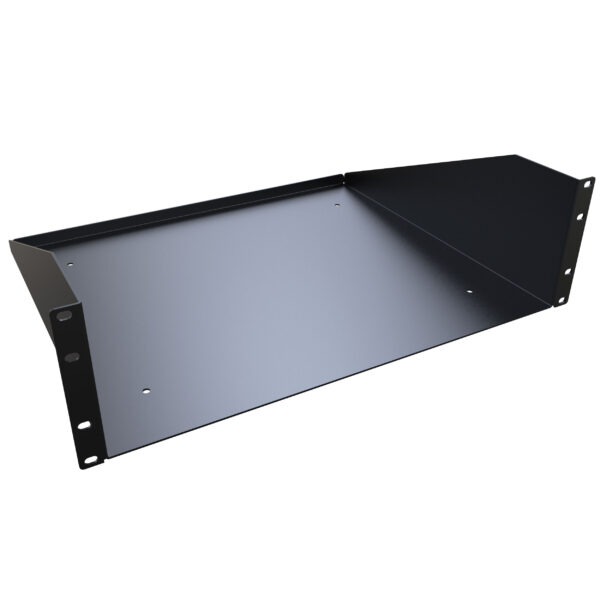 rasu190515bk1 Hammond RAS Series 3U Solid Un-Vented Fixed Rack Shelf for 19 in Racks, 15 in Deep, 200 lb Capacity, Steel, Black, RASU190515BK1