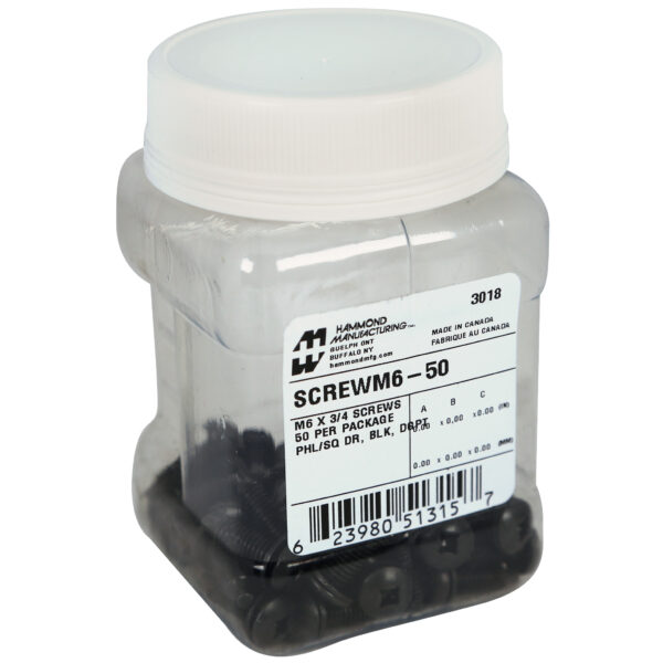 Hammond 50-Pkg M6 Rack Screws
