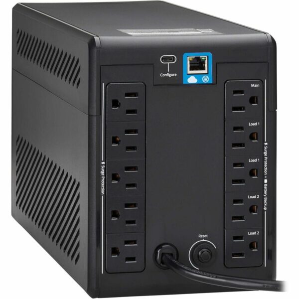 Tripp Lite 1000VA 600W 120V Line-Interactive Cloud-Connected UPS - 10 5-15R Outlets (5 Surge-Only), LCD, 5-15P Plug, Tower - SMART1000LCDTNC