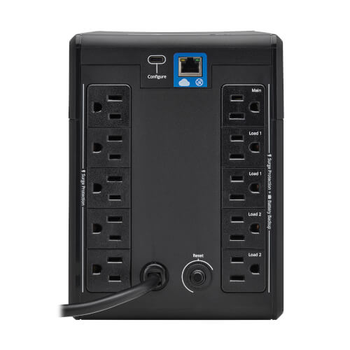 Tripp Lite 750VA 500W 120V Line-Interactive Cloud-Connected UPS - 10 5-15R Outlets (5 Surge-Only), LCD, 5-15P Plug, Tower - SMART750LCDTNC