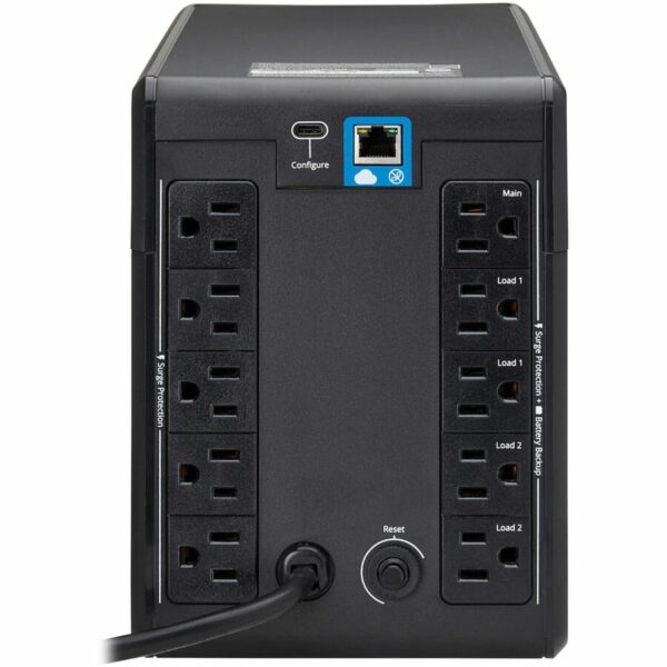Tripp Lite 750VA 500W 120V Line-Interactive Cloud-Connected UPS - 10 5-15R Outlets (5 Surge-Only), LCD, 5-15P Plug, Tower - SMART750LCDTNC