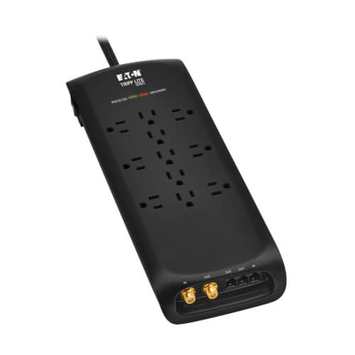 Tripp Lite series Protect It! 11-Outlet Surge Protector - 5-15R Outlets, 4200 Joules, Phone/Modem/Coax Protection, 8 ft. (2.4 m) Braided Cord, Black