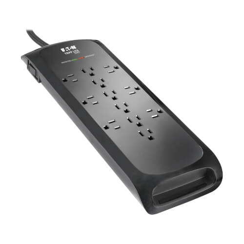 Tripp Lite series Protect It! 12-Outlet Surge Protector - 5-15R Outlets, 2100 Joules, 8 ft. (2.4 m) Braided Cord, Black