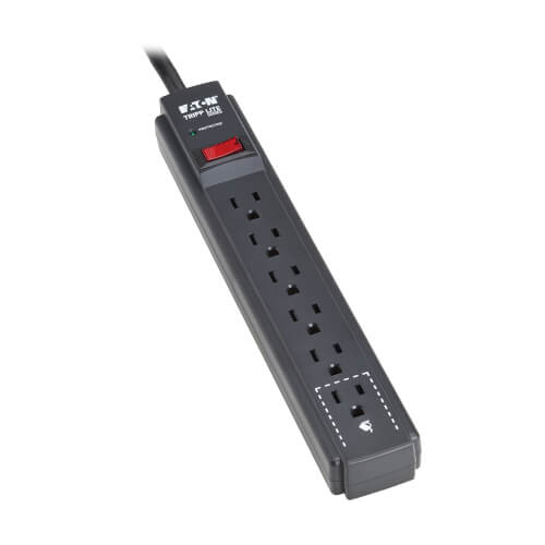 Tripp Lite Protect It! 6-Outlet Surge Protector - 5-15R Outlets, 600 Joules, 3 ft. (0.9 m) Cord, Black - TLP63B