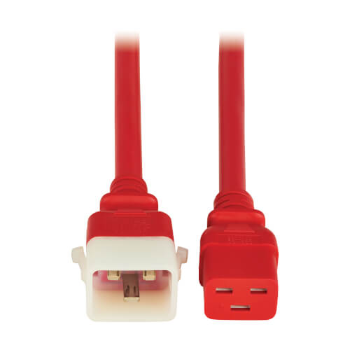 Tripp Lite series PDU Power Cords, C19 to P-Lock C20 - Heavy-Duty, 20A, 250V, 12 AWG, 3 ft. (0.9 m), Red, 6 Pack