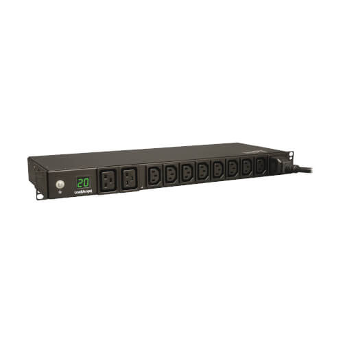 Tripp Lite series 3.7kW Single-Phase Local Metered PDU, 208/230V (8 C13 & 2 C19), C20 / L6-20P Adapter, 12 ft. (3.66 m) Cord, 1U Rack-Mount, TAA