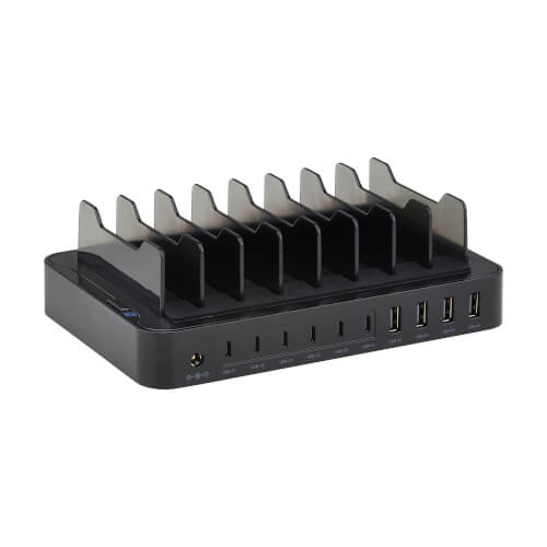 Tripp Lite series 10-Port USB Charging Station with Storage Brackets - 6 USB-C and 4 USB-A Ports, 120W USB Charger Output
