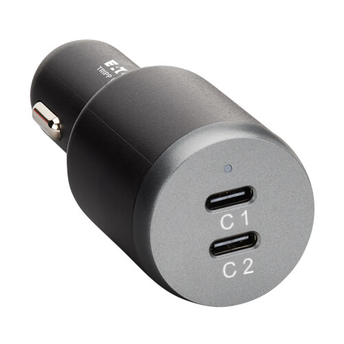 Product Image: U280-C02-100W Tripp Lite series Dual-Port USB Car Charger, 100W Max - 2 USB-C Charging Ports, 100W PD 3.0 and PPS Charging, Black