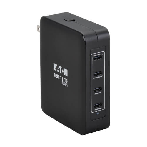 Product Image: U280-W04-145C4G Tripp Lite series 4-Port 145W USB-C GaN Charger for Laptops, Tablets and Smartphones - PD 3.1 Fast Charging, Dynamic Power Allocation, Black