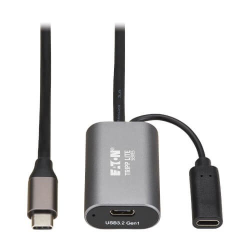 Product Image: U330-05M-C2C-C Tripp Lite series USB 3.2 Gen 1 Active Extension Cable with USB-C Charging - USB-C to USB-C (M/F), 5 Gbps, Data Only, 5 m (16.4 ft.)