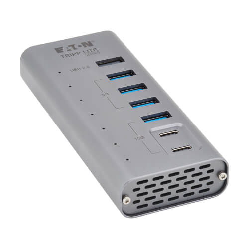 Tripp Lite series 7-Port USB-C Hub - USB 3.2 Gen 1 and USB 3.2 Gen 2, 5 USB-A and 2 USB-C Ports, Gray