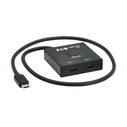 Tripp Lite series 2x1 Bi-Directional USB-C Switch - 8K 60 Hz Video, HDCP Passthrough, USB 3.2 Gen 2, 100W PD Charging, Black