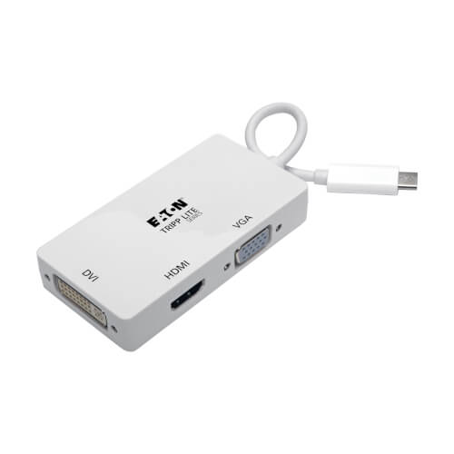 Tripp Lite series USB-C Multiport Adapter (M/3xF) - 4K 60 Hz HDMI, DVI, VGA, HDCP, White