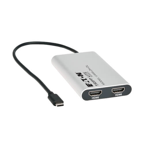 Product Image: U444-2H-DL Tripp Lite series USB-C Adapter, Dual Display - 4K 60 Hz HDMI, 100W PD Passthrough, Silver, TAA