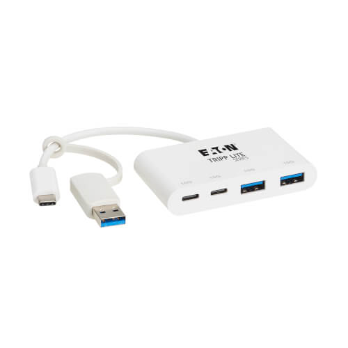 Tripp Lite series 4-Port USB-C Hub - USB 3.2 Gen 2 (10 Gbps), 2 USB-A & 2 USB-C Ports, Thunderbolt 3, White