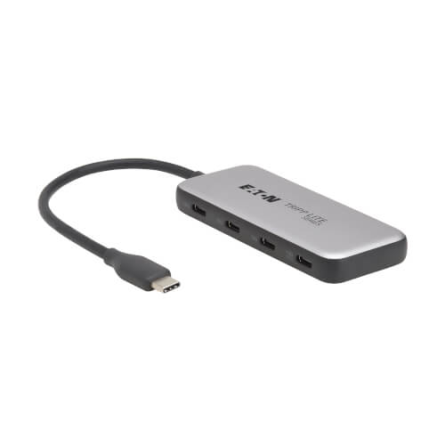 Tripp Lite series 4-Port USB-C Hub, USB 3.2 Gen 2 (10 Gbps), 4x USB-C Ports, 100W PD Charging, Thunderbolt 3 Compatible, Gray