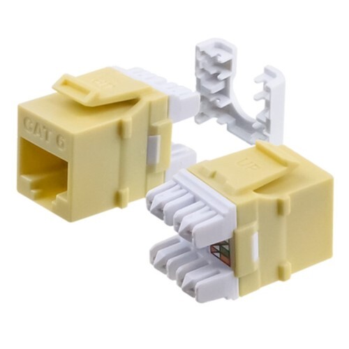 Wavenet Cat6 HD-Series UTP Keystone Jack, 180-Degree, 110-Type, T568A/B, Ivory, 25-Pack - HD-6EKSJIV-25PK Wavenet Cat6 HD-Series UTP Keystone Jack, 180-Degree, 110-Type, T568A/B, Ivory, 25-Pack - HD-6EKSJIV-25PK
