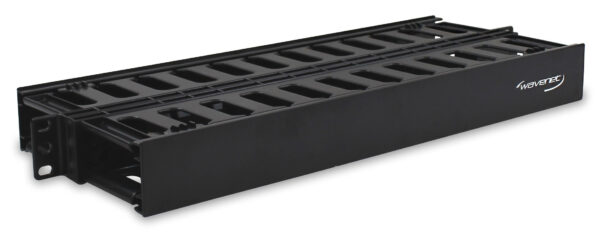 PLASTIC DUCT HORIZONTAL CABLE MANAGER, DOUBLE-SIDED, W/COVERS, 1U