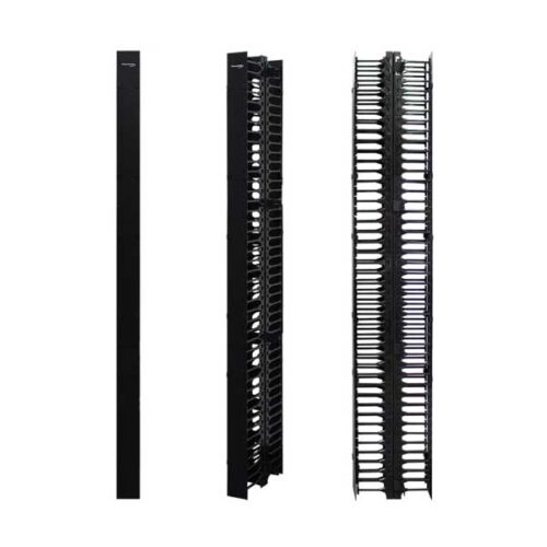 DOUBLE-SIDED VERTICAL CABLE MANAGER, 4" X 12" 78", W/ DUAL HINGED COVERS