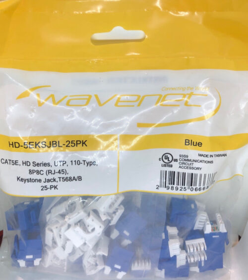 CAT5E, HDJ-Series, UTP, 110-Type, 8P8C (RJ-45), Keystone Jack T568A/B - Blue 25-Pack