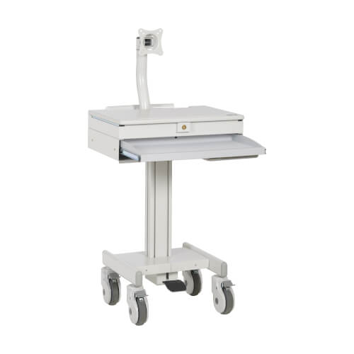 Tripp Lite series Mobile Workstation with Monitor Arm, Casters, Locking Drawer, TAA