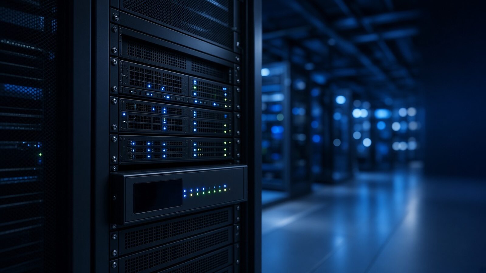 Rack-mounted UPS in a server room